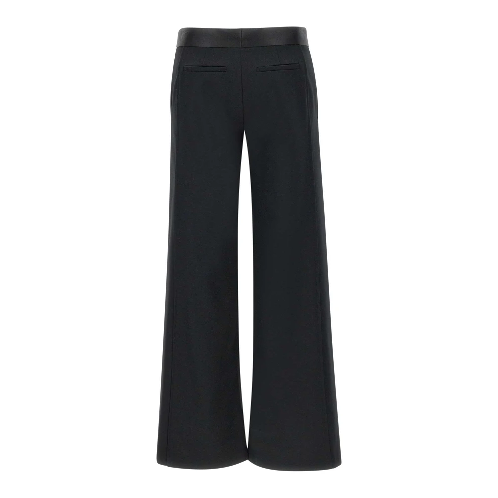 Victoria Beckham Zwarte Wollen Wijde Pijp Broek Black Dames