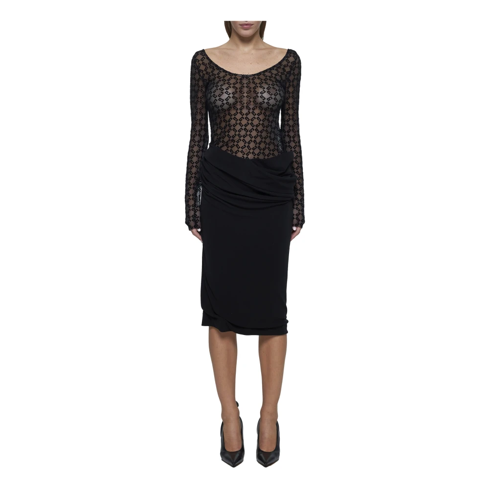 Givenchy Jurk met lange mouwen en gedrapeerd effect Black Dames