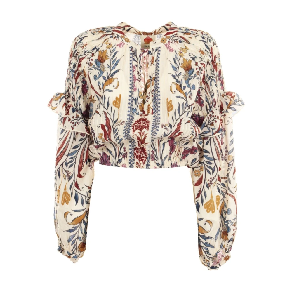 Farm Rio Romantische Crème Blouse met Lange Mouwen Beige Dames