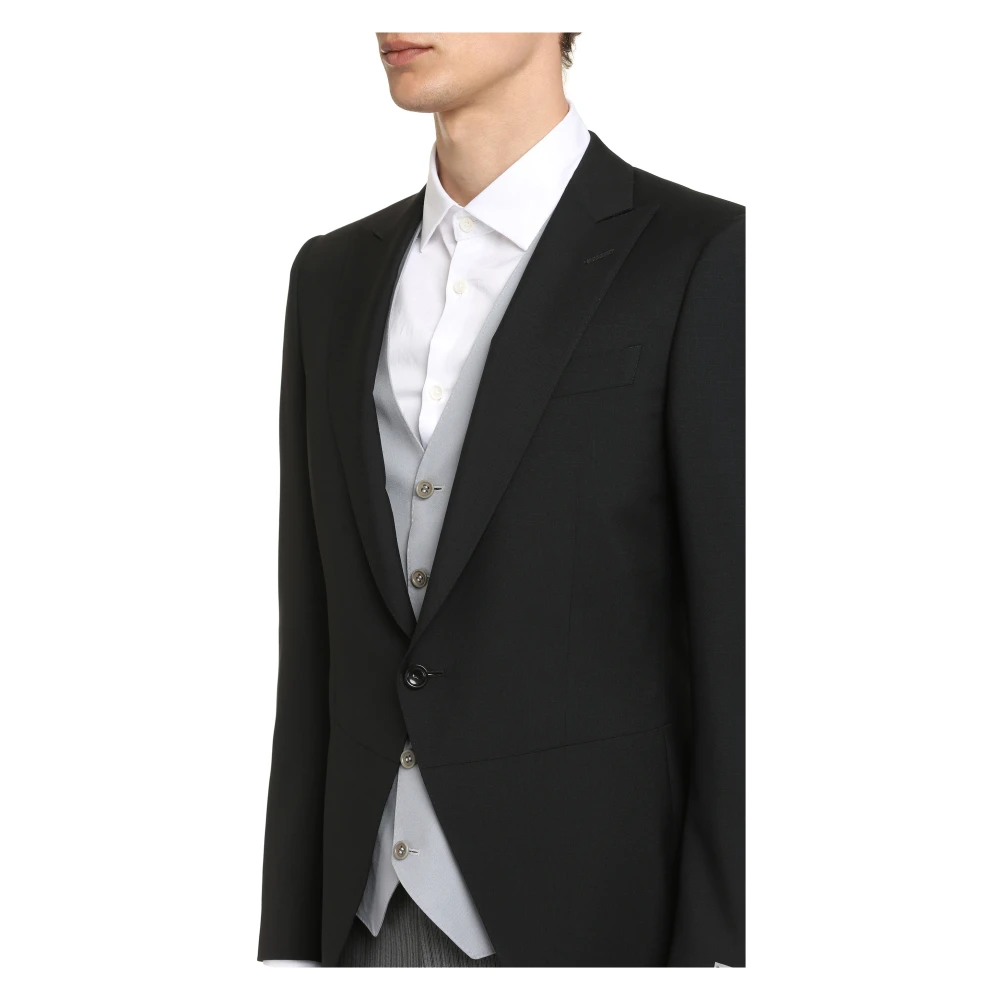 Canali Wollen getailleerd jasje met reverskraag Black Heren