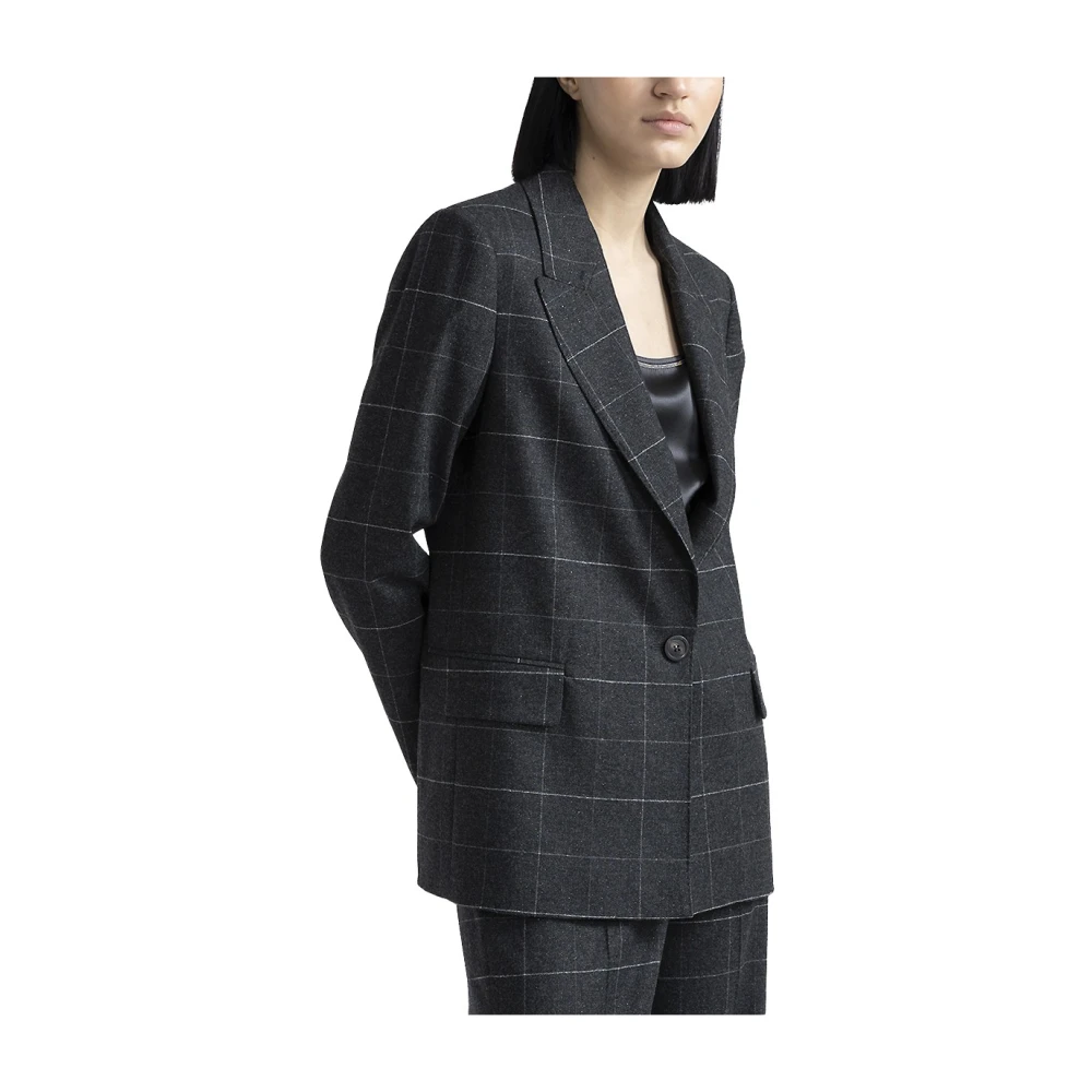PESERICO Stretch kasjmier wol blazer Gray Dames