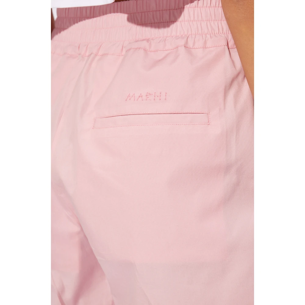 Marni Katoenen shorts met logo Pink Dames