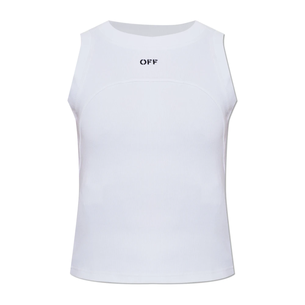 Off White Donna White-Black Canotta Girocollo A Costine Off Stamp - 40 - Immagine 2