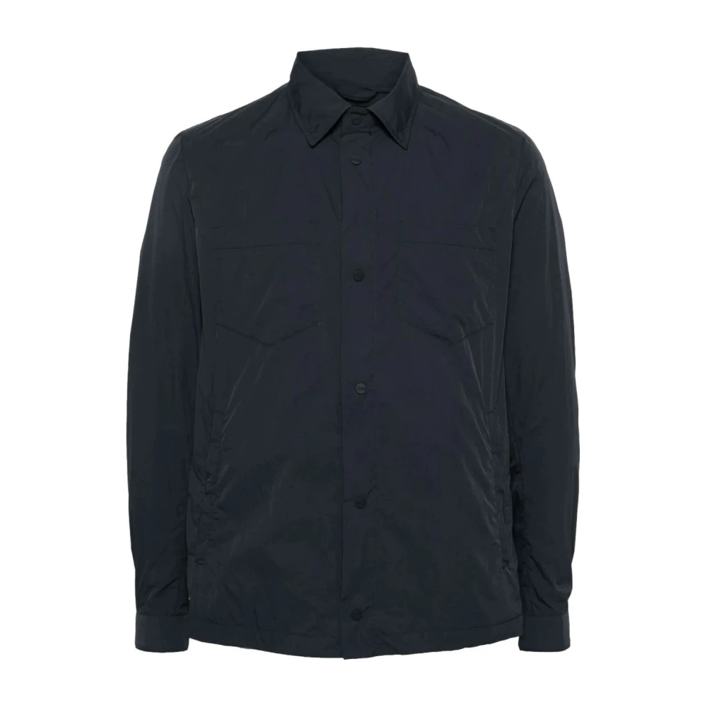 Herno Herren Blau Marineblauer Overshirt Mit Taschen