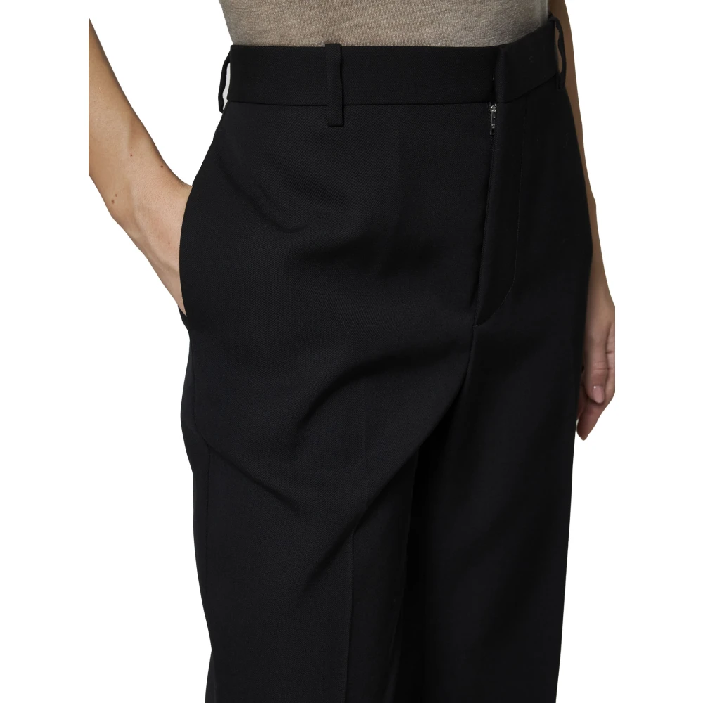 Bottega Veneta Zwarte Wollen Flared Broek Black Dames