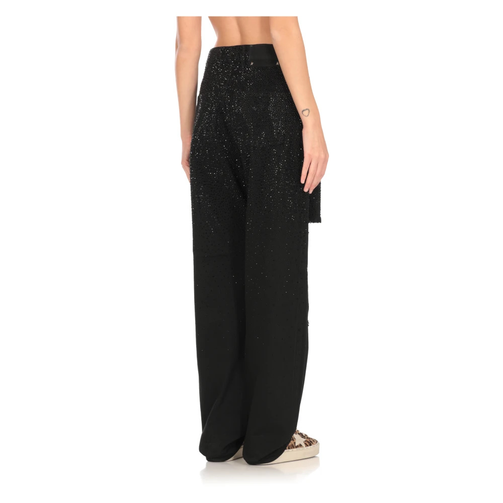 Golden Goose Zwarte Katoenen Jeans met Strass Details Black Dames