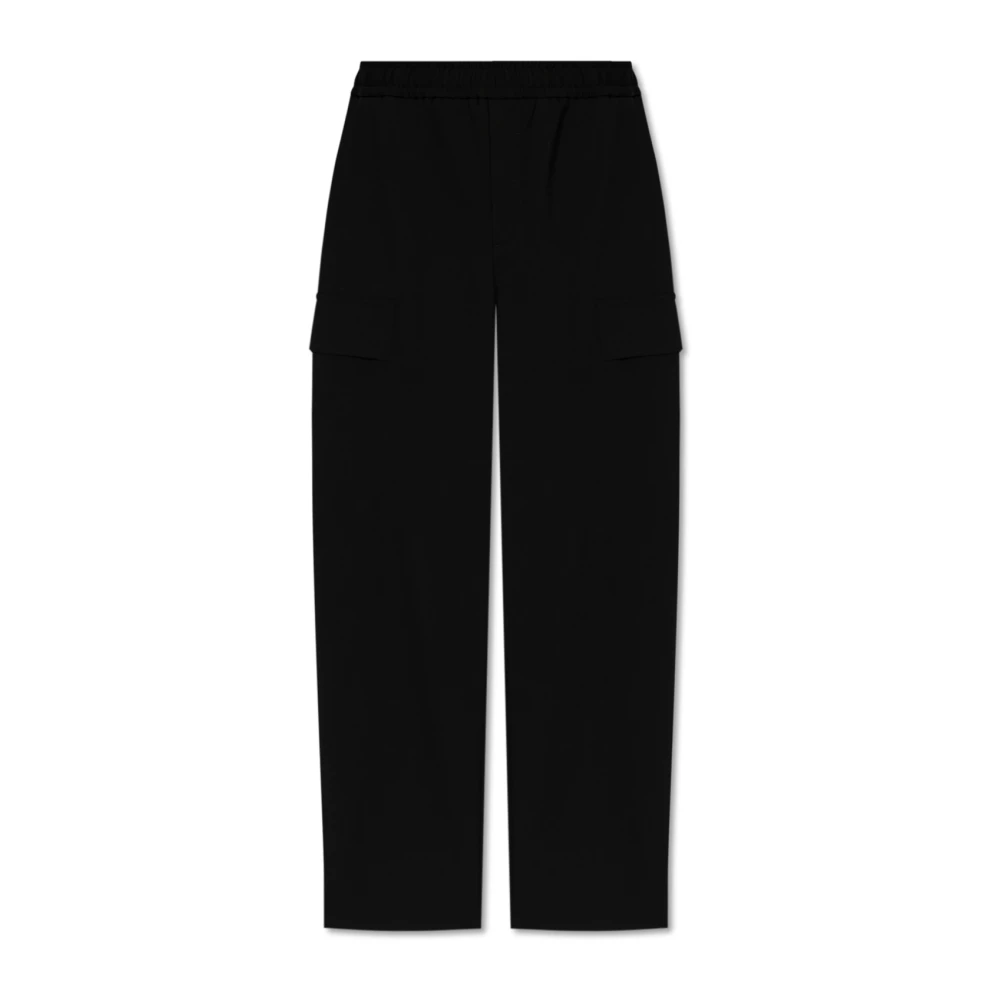 Dolce & Gabbana Men's Black Wide Trousers, M, Woolen Cargo Trousers