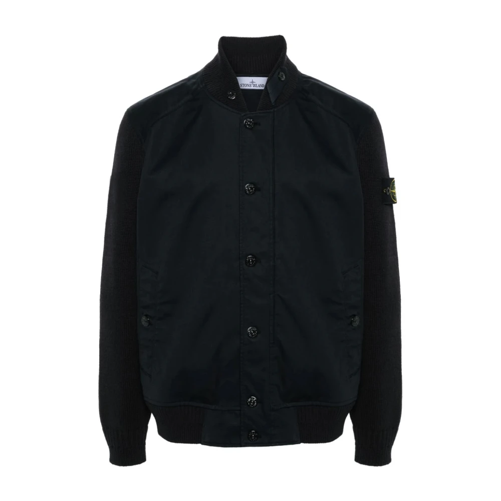 Stone Island Zwarte Compass Logo Bomber Jacket Black Heren