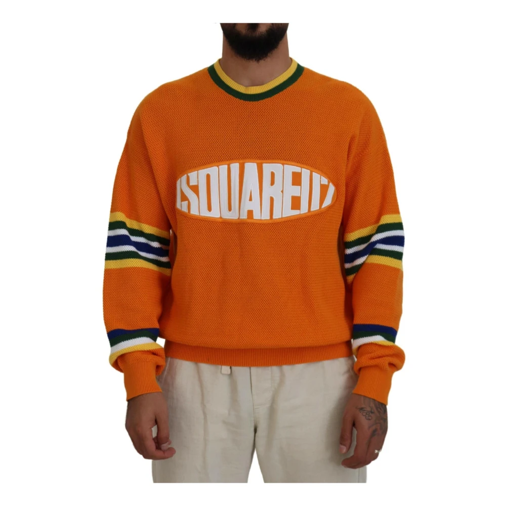 Dsquared2 Logo Print Crewneck Sweater Orange Heren