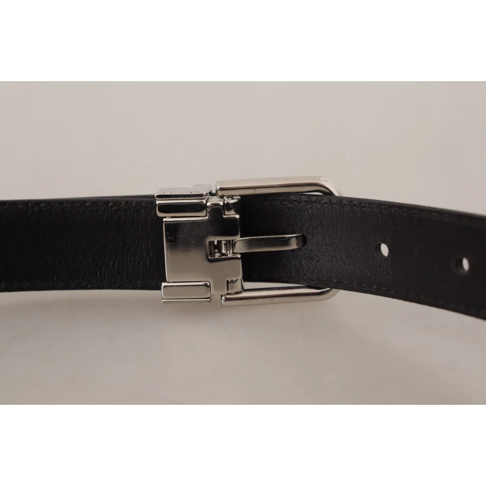 Dolce & Gabbana Zwarte Leren Riem met Metalen Gesp Black Heren