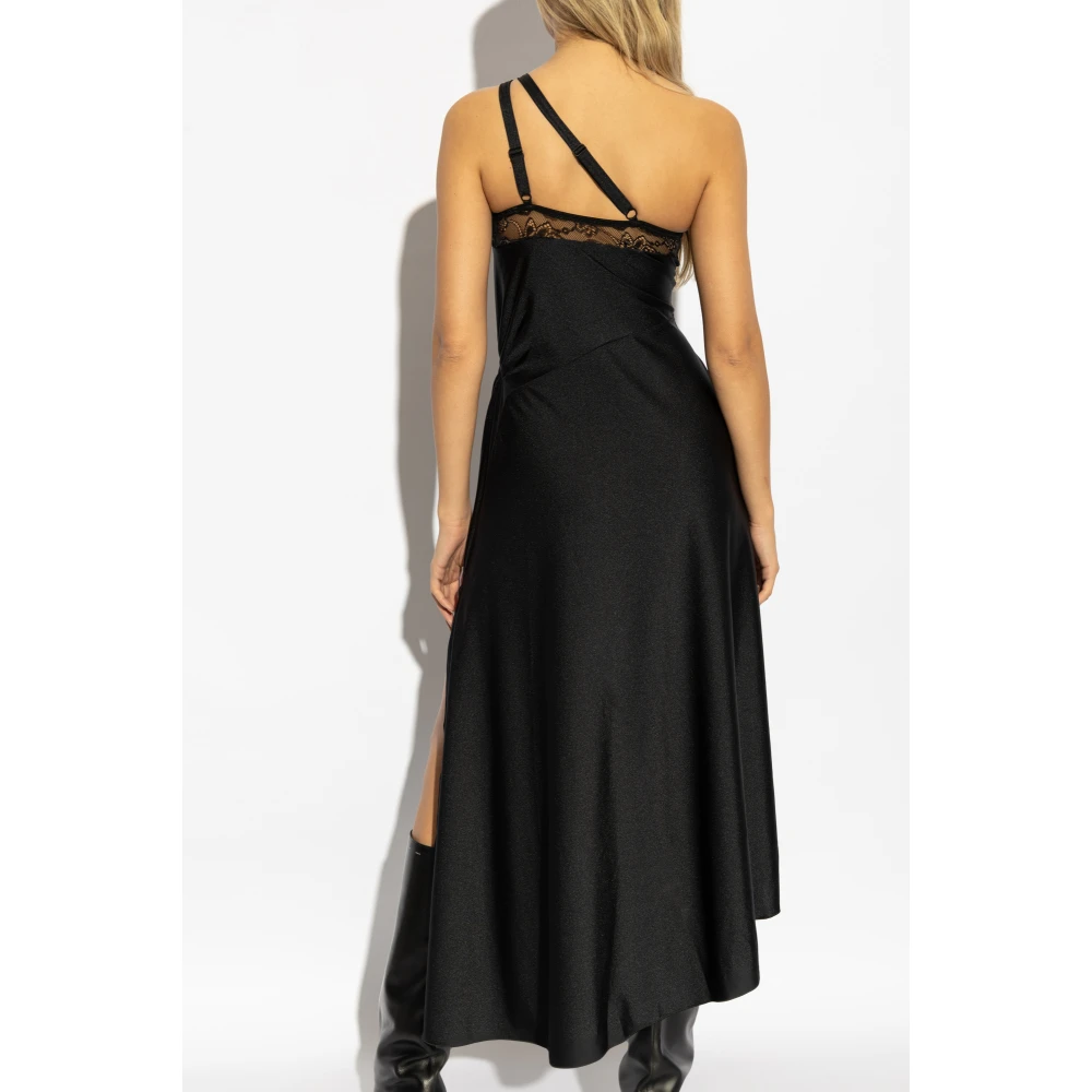 Coperni Satijnen jurk met kanten afwerking Black Dames
