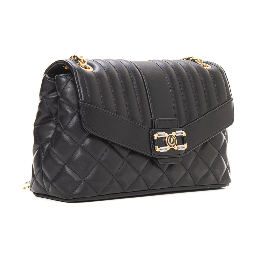 Pollini Gewatteerde Schoudertas met Schuifketting Black Dames
