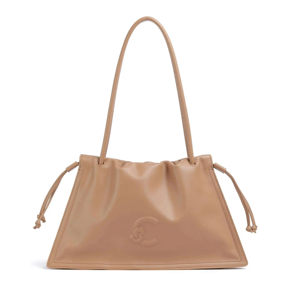 Coccinelle Women's Brown Leather Handbag With Magnetic Closure