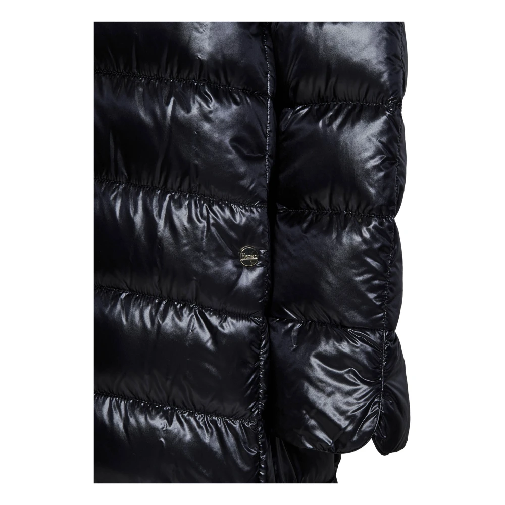 Herno Zwarte Lichtgewicht Funnel Kraag Jas Black Dames