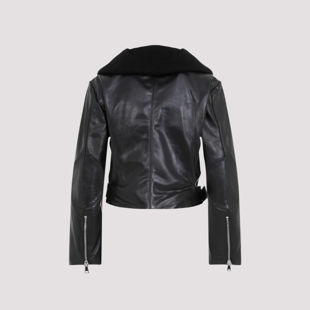Victoria Beckham Zwarte leren jas voor vrouwen Black Dames