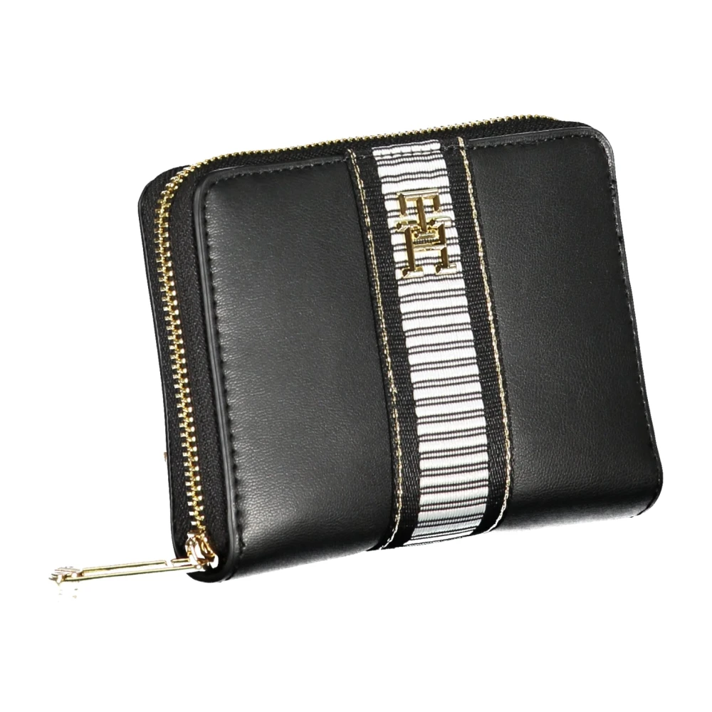 Tommy Hilfiger Damesportemonnee Zwart Contrast Rits Sluiting Black Dames