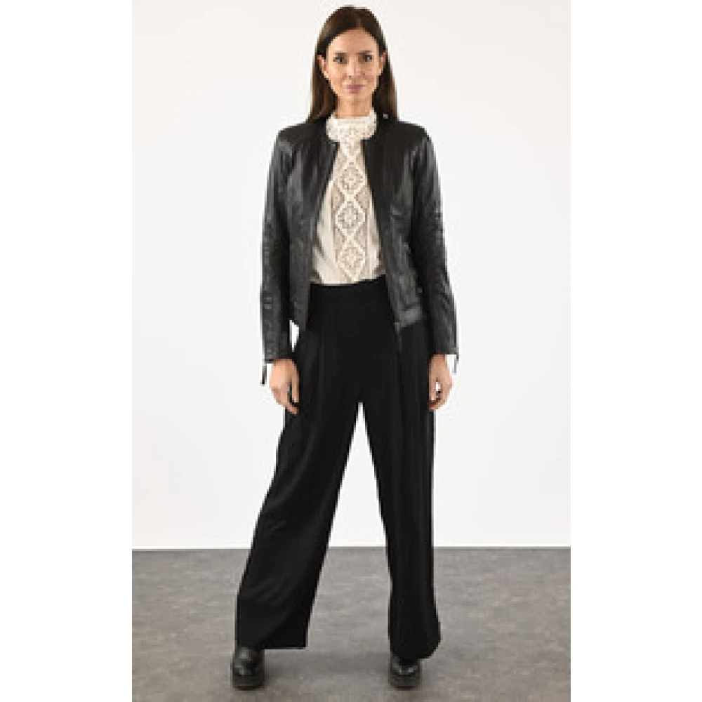 La Canadienne Zwarte Leren Spencer Jas Black Dames