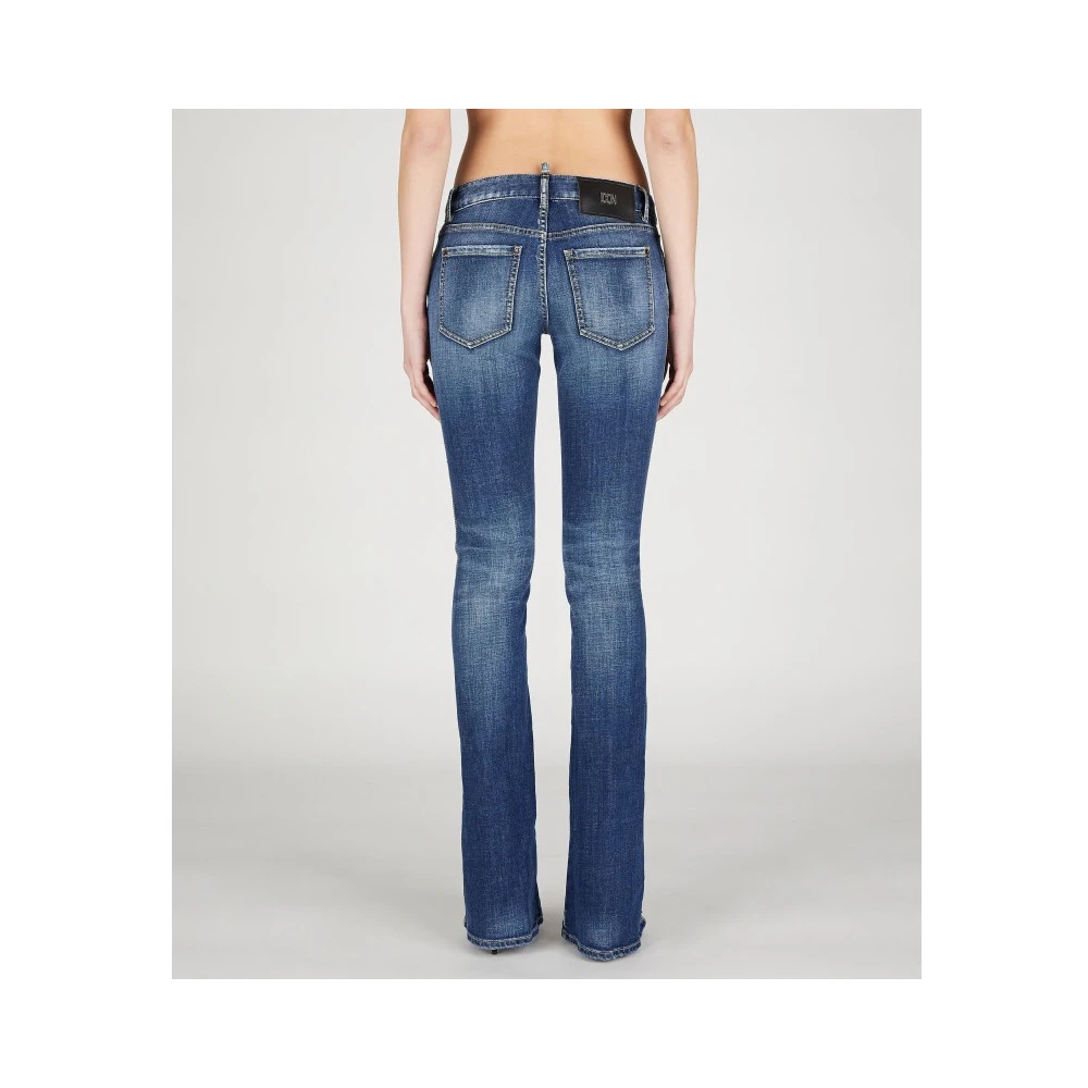 Dsquared2 Flared Stretch Katoenen Jeans met Versleten Effect Blue Dames