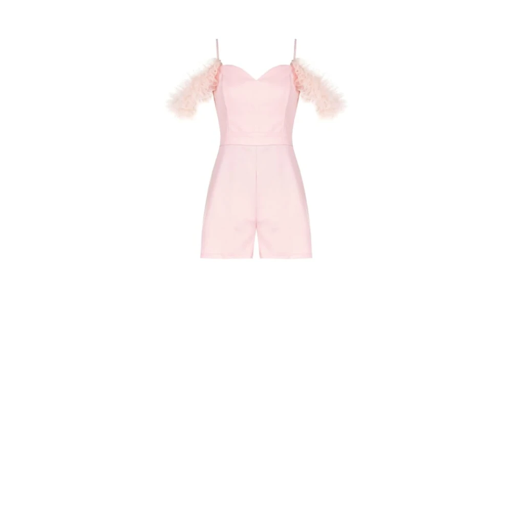 RINASCIMENTO Flounce Sleeve Jumpsuit met Lange Pijpen Pink Dames