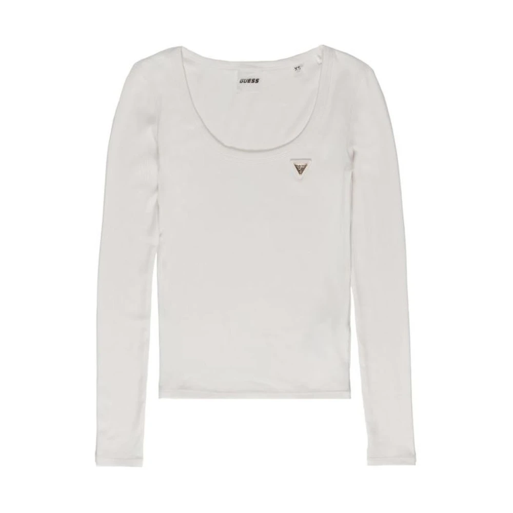 Guess Geribbeld T-shirt Lange Mouw Vrouwen Beige Dames