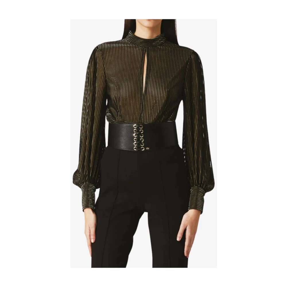 Nenette Gouden Gestreepte Lurex Coltrui Black Dames