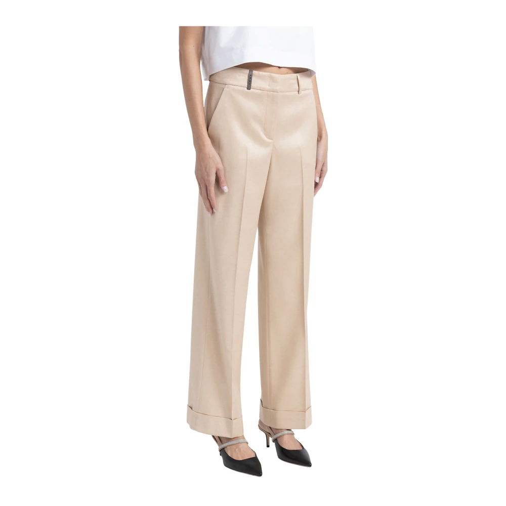 PESERICO Rechte broek in wol en viscose jaspé flanel Brown Dames