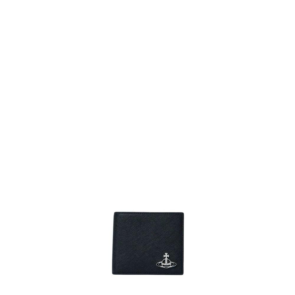 Vivienne Westwood Men's Black Logo Motif Leather Bi-Fold Wallet