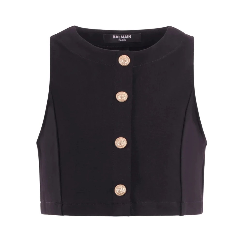 Balmain Girls Black Sleeveless Top - Kids Sleeveless Tops - 14 Y - Kids