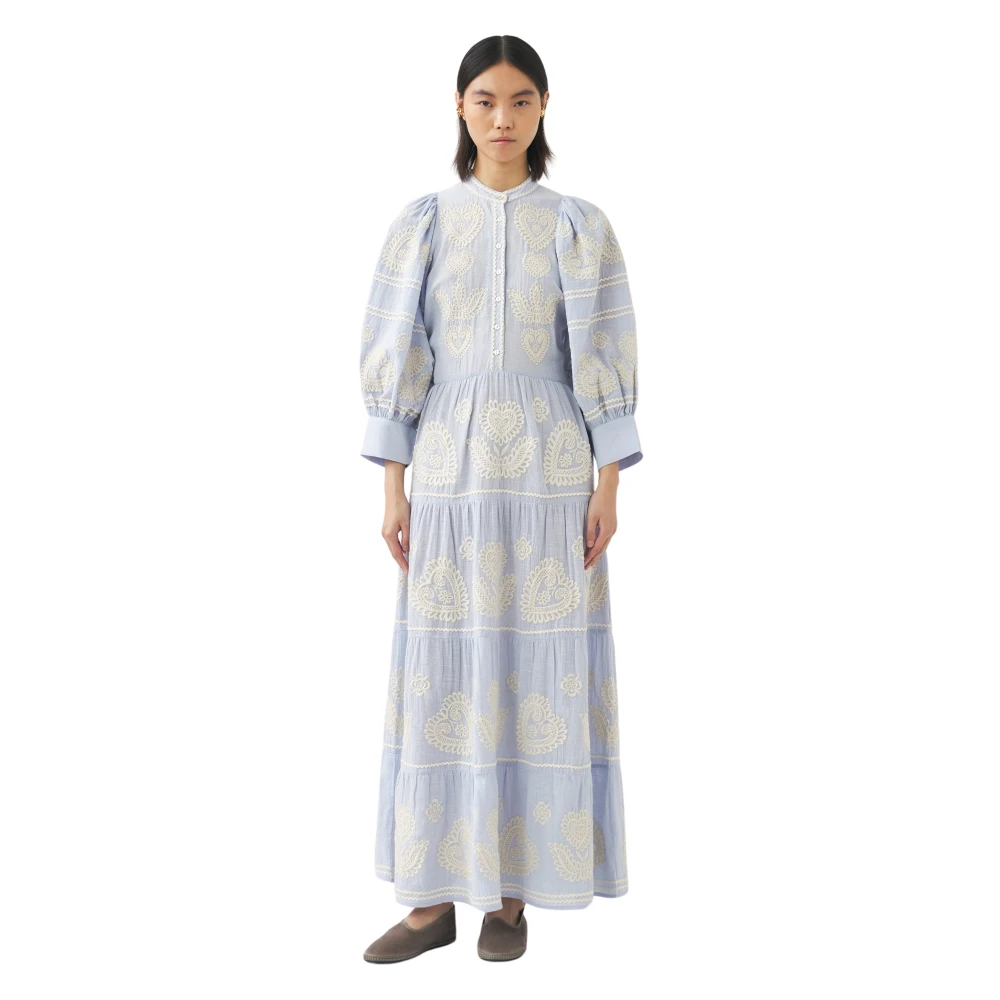 Antik batik Maxi jurk met Hongaars geïnspireerd borduurwerk Rony Blue Dames