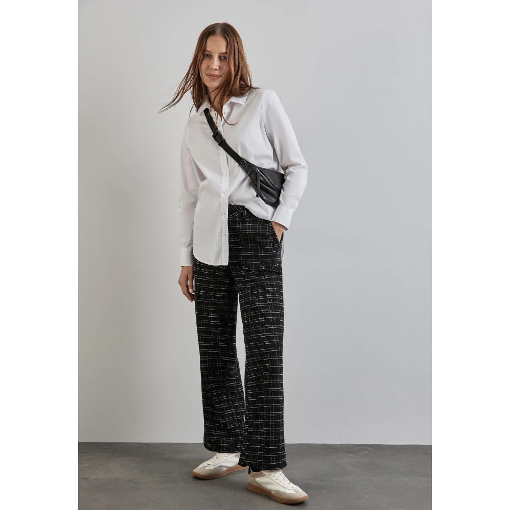 Street One Geruite Bouclé Broek Black Dames