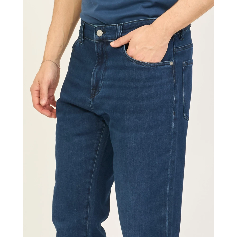 Hugo Boss Blauwe Casual Straight Fit Denim Jeans Blue Heren