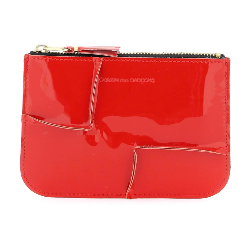 Comme des Garçons Portemonnee met rits van lakleer Red Heren