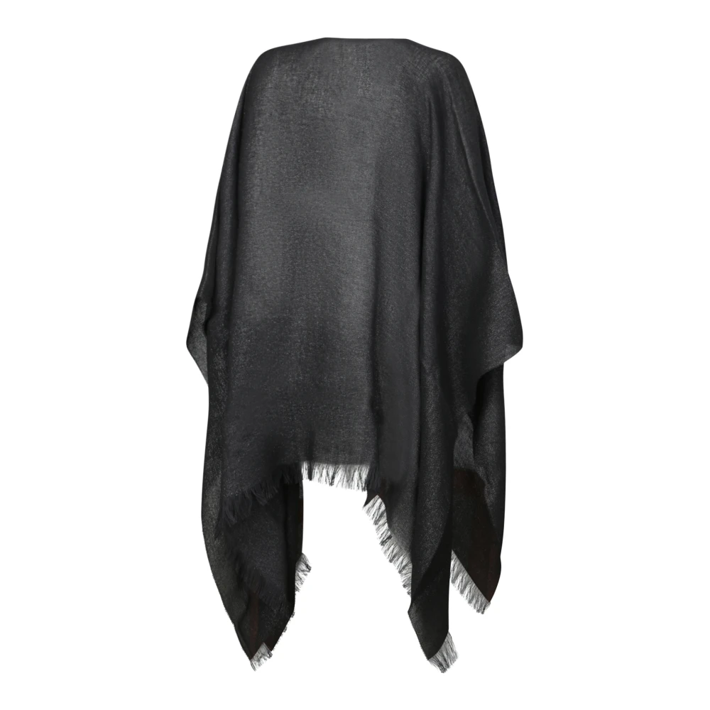 Fabiana Filippi Elegante Zwarte Franje Cape Black Dames