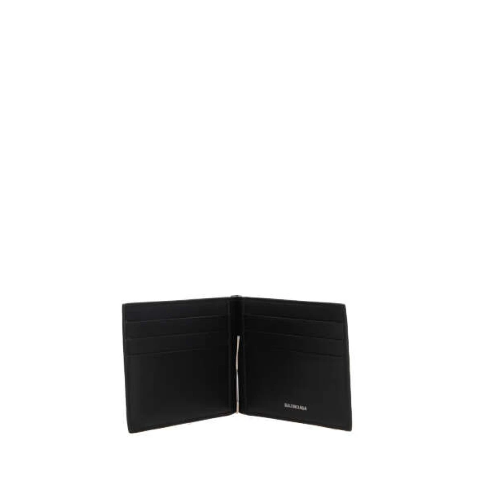 Balenciaga Zwarte Arena leren portemonnee met geldclip Black Heren