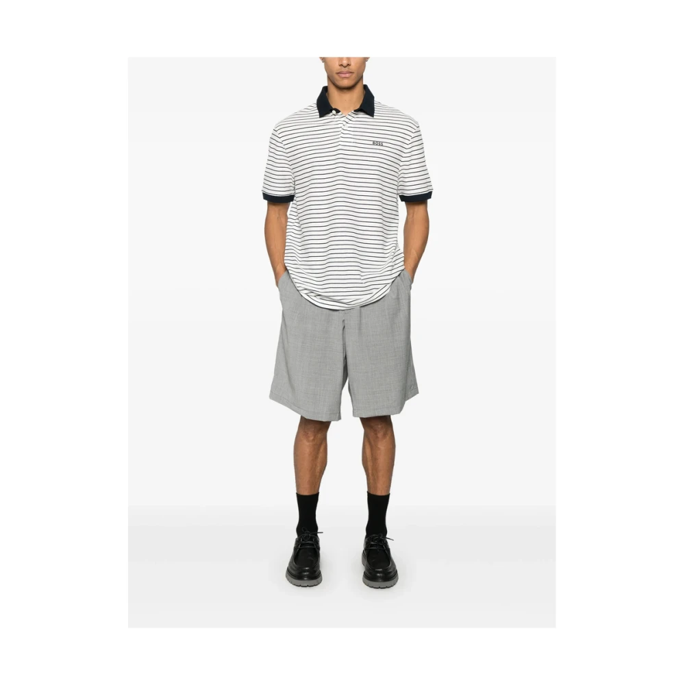 Hugo Boss Witte Geribbelde Trui met Logodetail White Heren