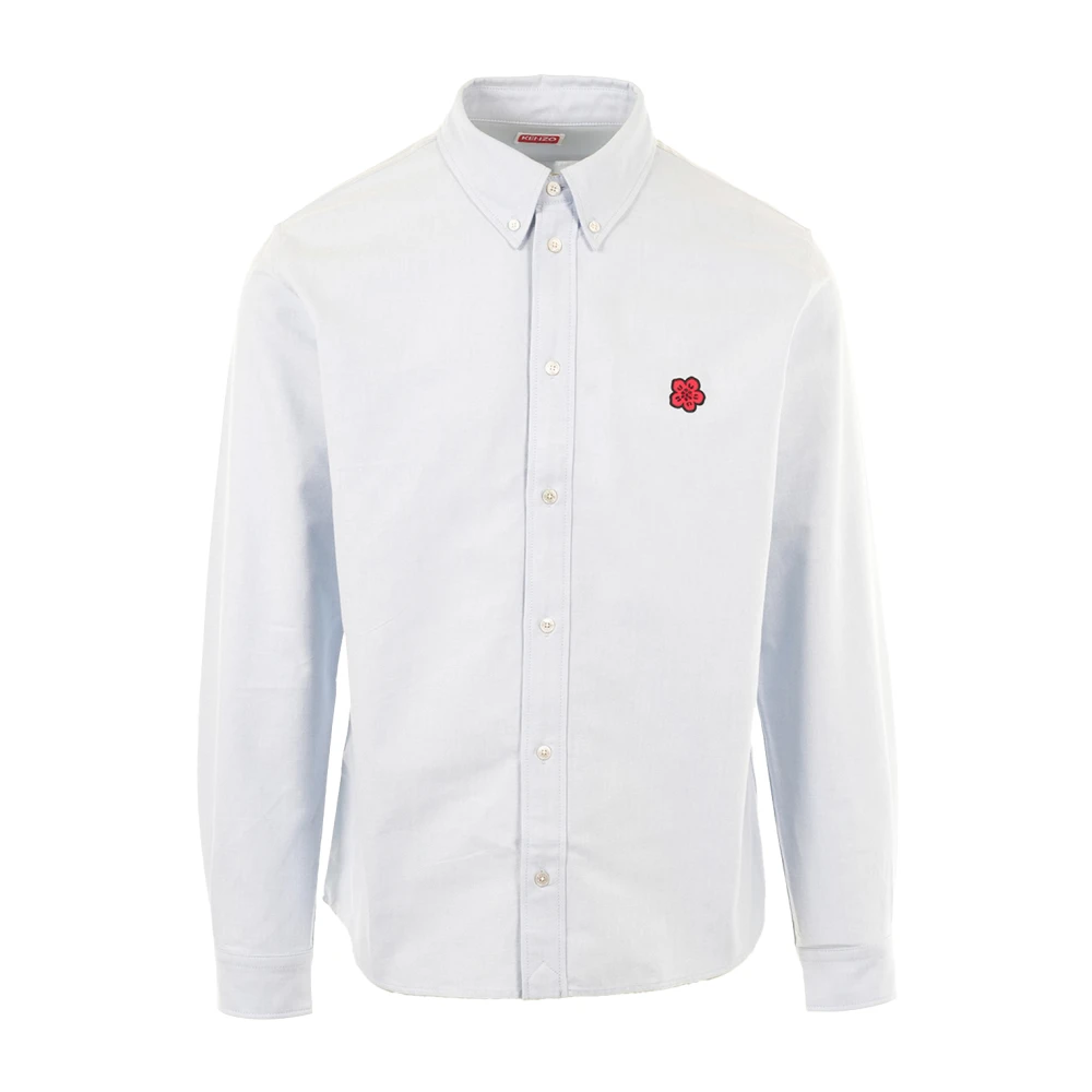 Kenzo Blå Boke Flower Broderad Casual Skjorta
