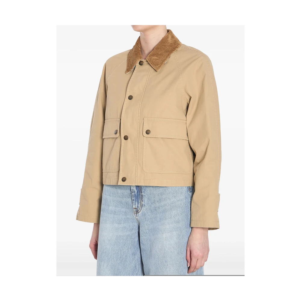 Burberry Archief Beige Ribfluwelen Kraag Buitenkleding Brown Dames