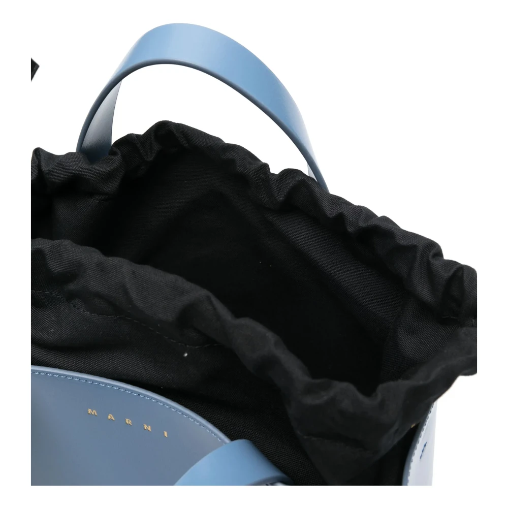 Marni Blauwe Leren Tote Tas met Logo Blue Dames