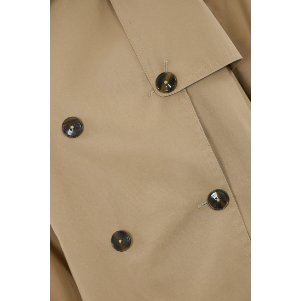 Herno Kameel Katoenen Trenchcoat met Capuchon Brown Dames