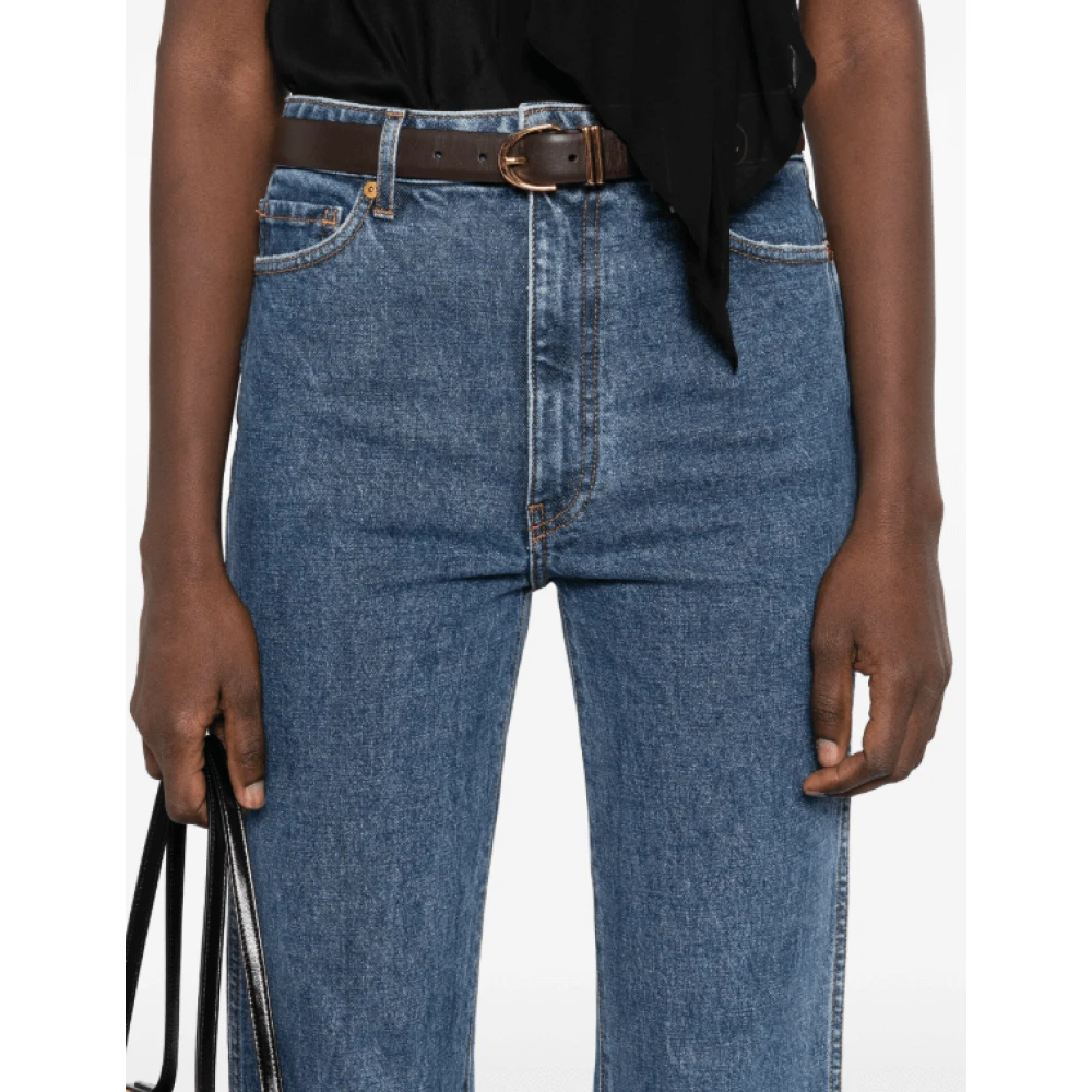 Khaite Indigo Blauwe Denim Jeans met Voorknoop Blue Dames