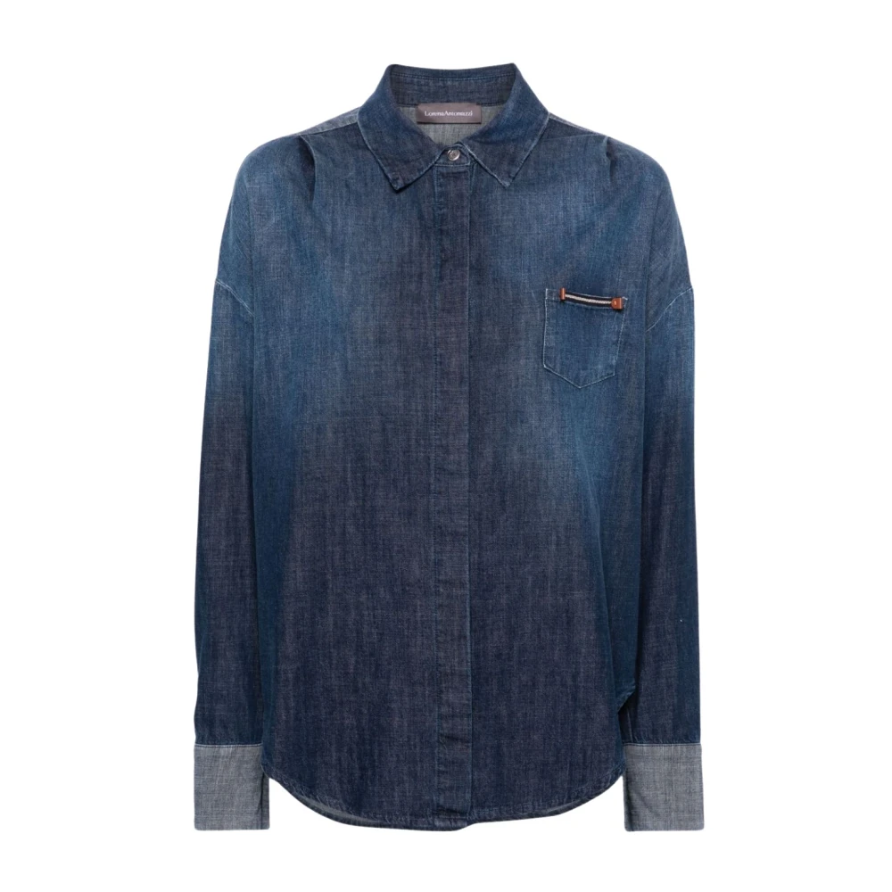 Lorena Antoniazzi Denim Colourblock Shirt Blue Dames