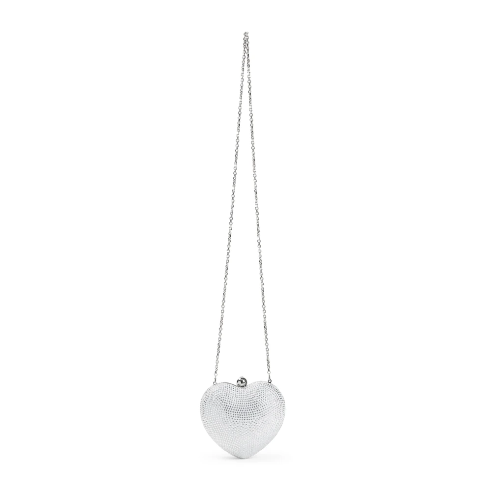 Mach & Mach Witte Suède Kristal Clutch Tas White Dames