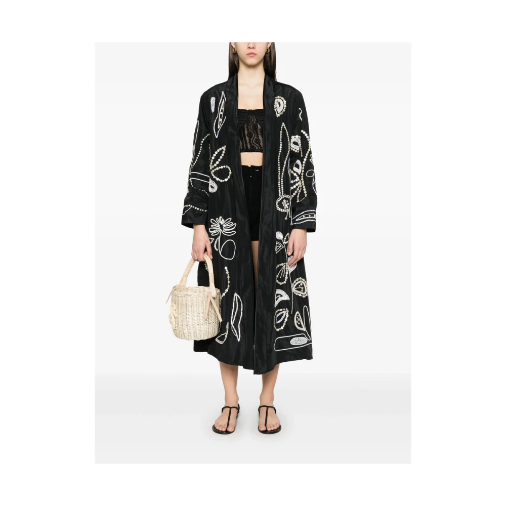 Forte Zwarte regenkleding met kraalversiering Black Dames
