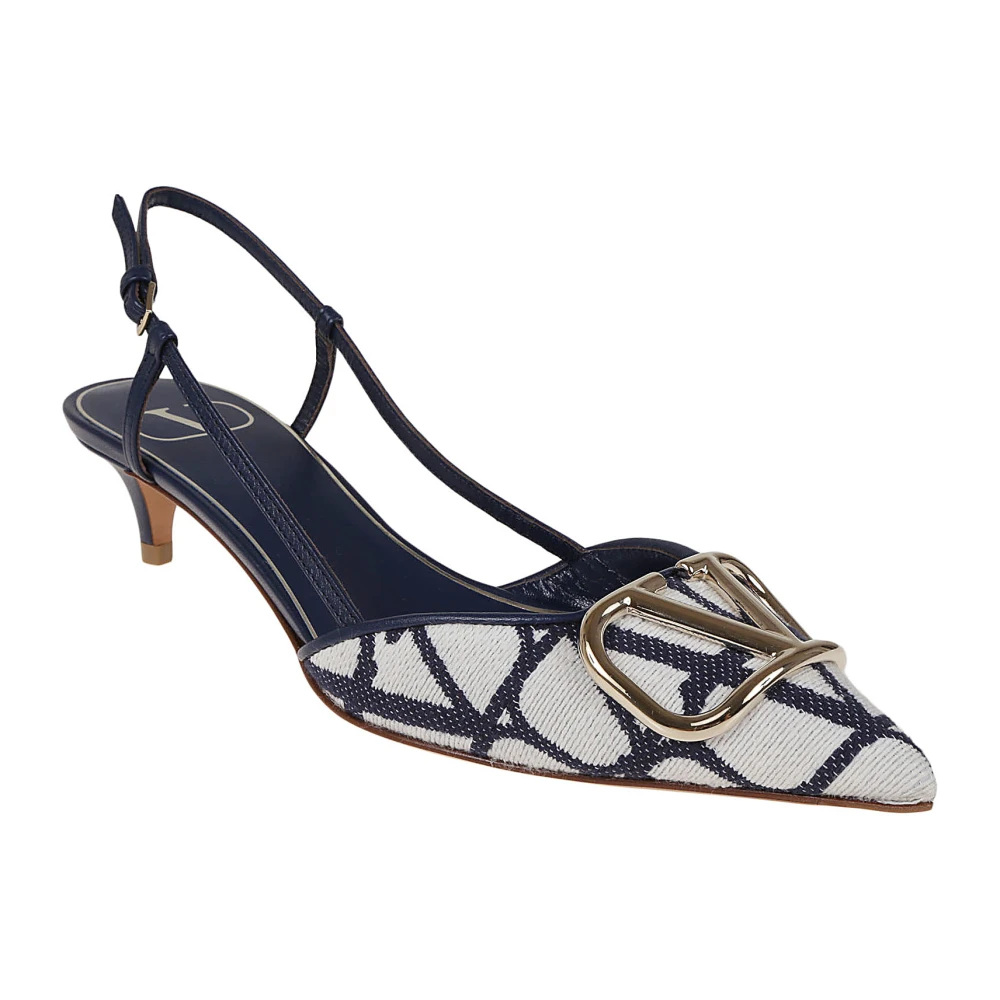 Valentino Garavani Sling Back Vlogo Signature IN Toile Iconographe Black Dames