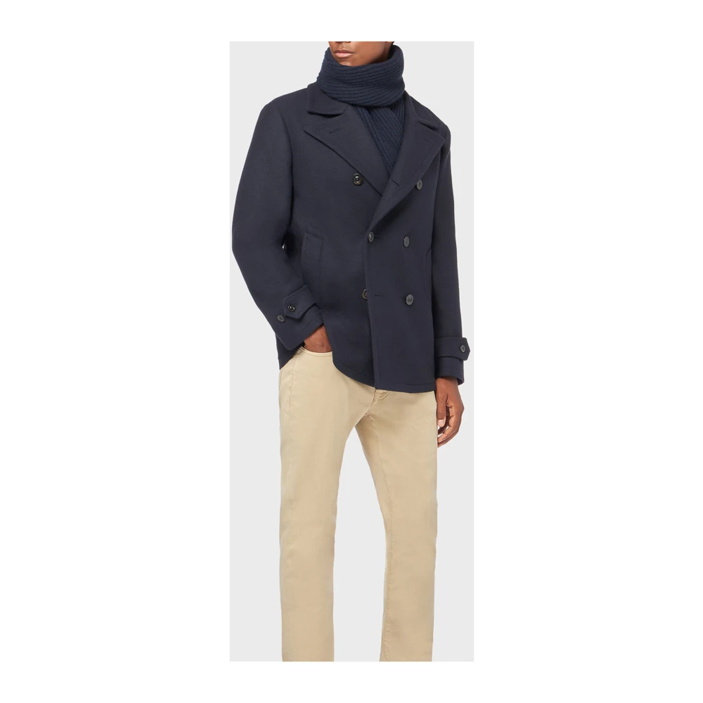 Boglioli Klieke Peacoat van Wol en Kasjmier Blue Heren