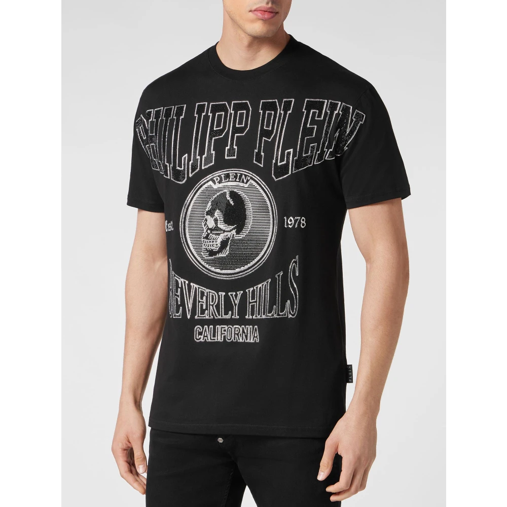 Philipp Plein Zwart T-shirt met Kristallen Black Heren