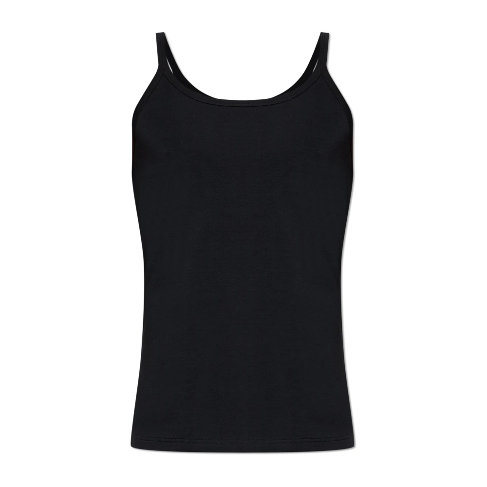 Versace Homme Noir Tops, Taille: M Débardeur En Jersey De Coton Brodé