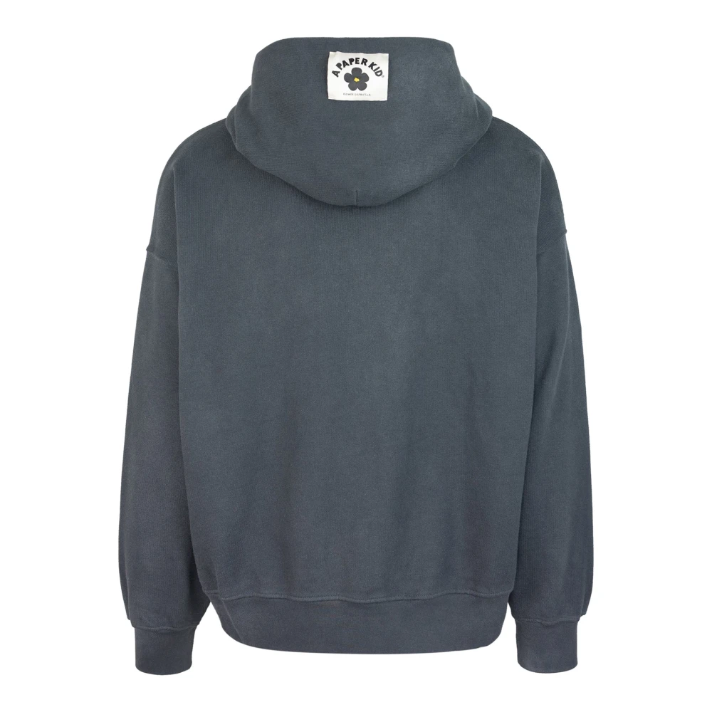 A Paper Kid Grijze Oversized Hoodie met Pin Gray Heren