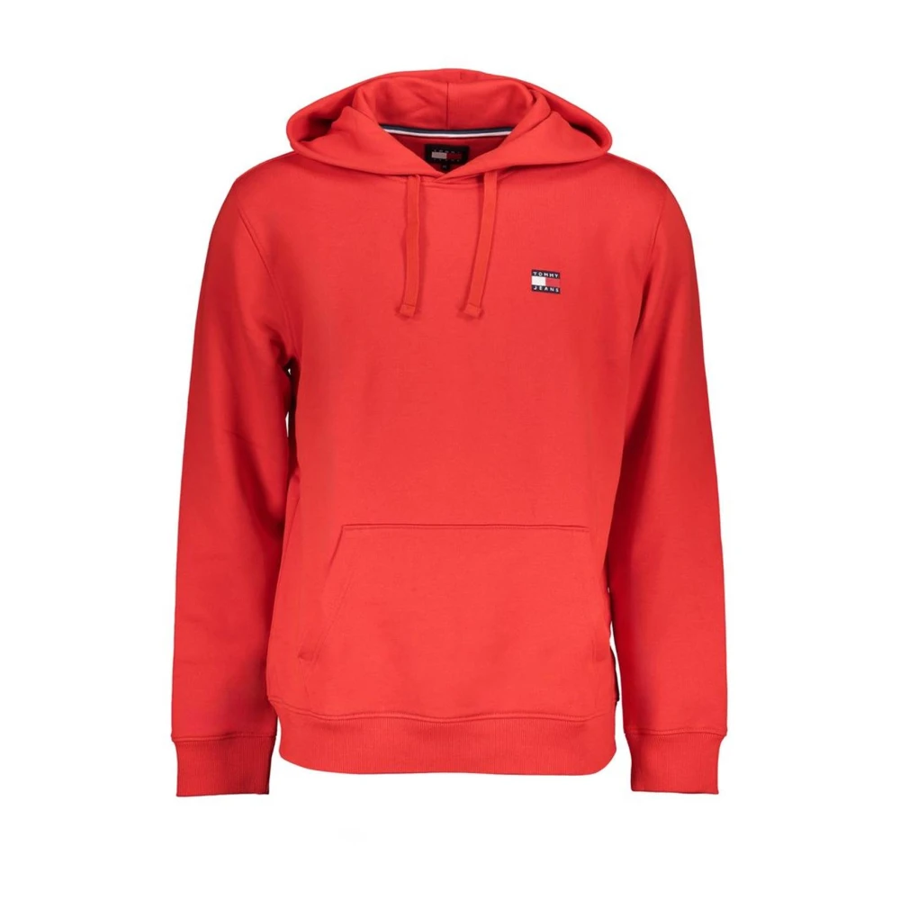 Tommy Hilfiger Men's Red Hooded Cotton Sweater With Logo