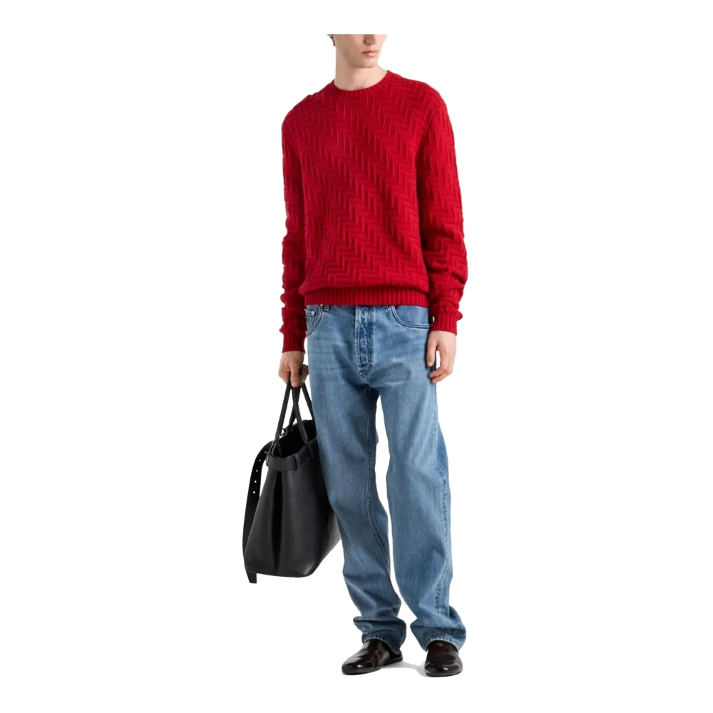Prada Katoenen Denim Jeans Rechte Snit Mannen Blue Heren